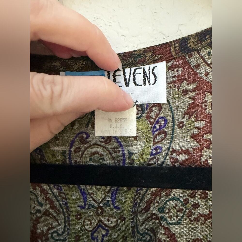 Vintage R.J. Stevens Petite Paisley Midi Dress Jumper Pockets Made in USA 8 - Picture 5 of 10